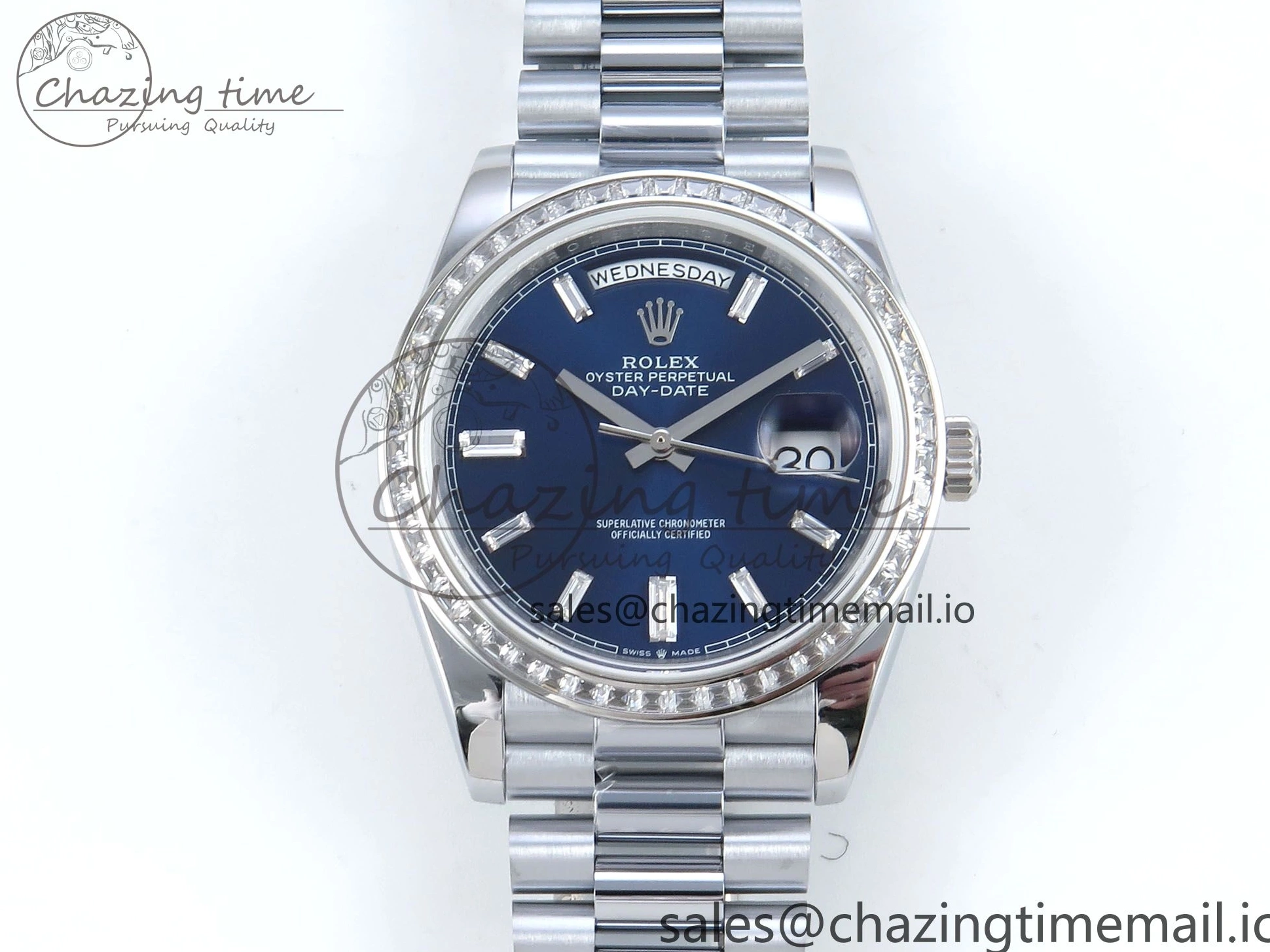 40 Blue Bezel Best 1:1 (Gain Weight) Diamonds Edition SS A2836 Crystal V5 DayDate Dial President Bracelet QF on 0310